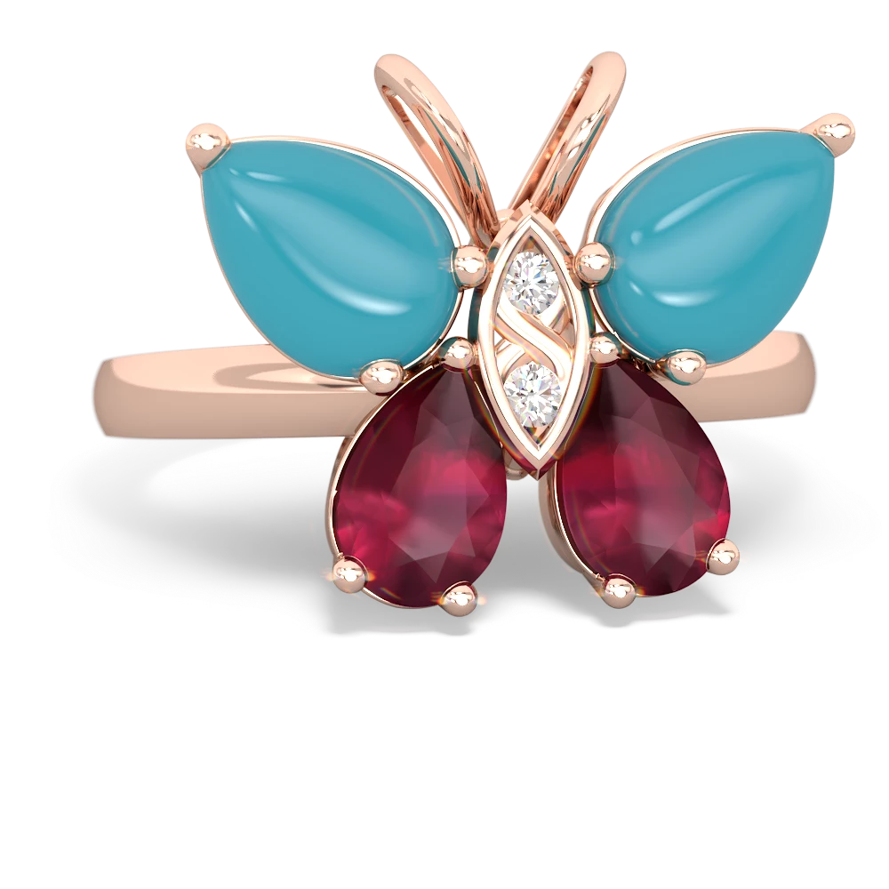 Turquoise Butterfly 14K Rose Gold ring R2215