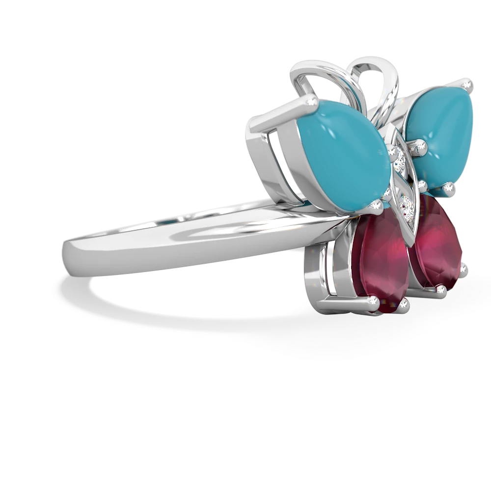 Turquoise Butterfly 14K White Gold ring R2215