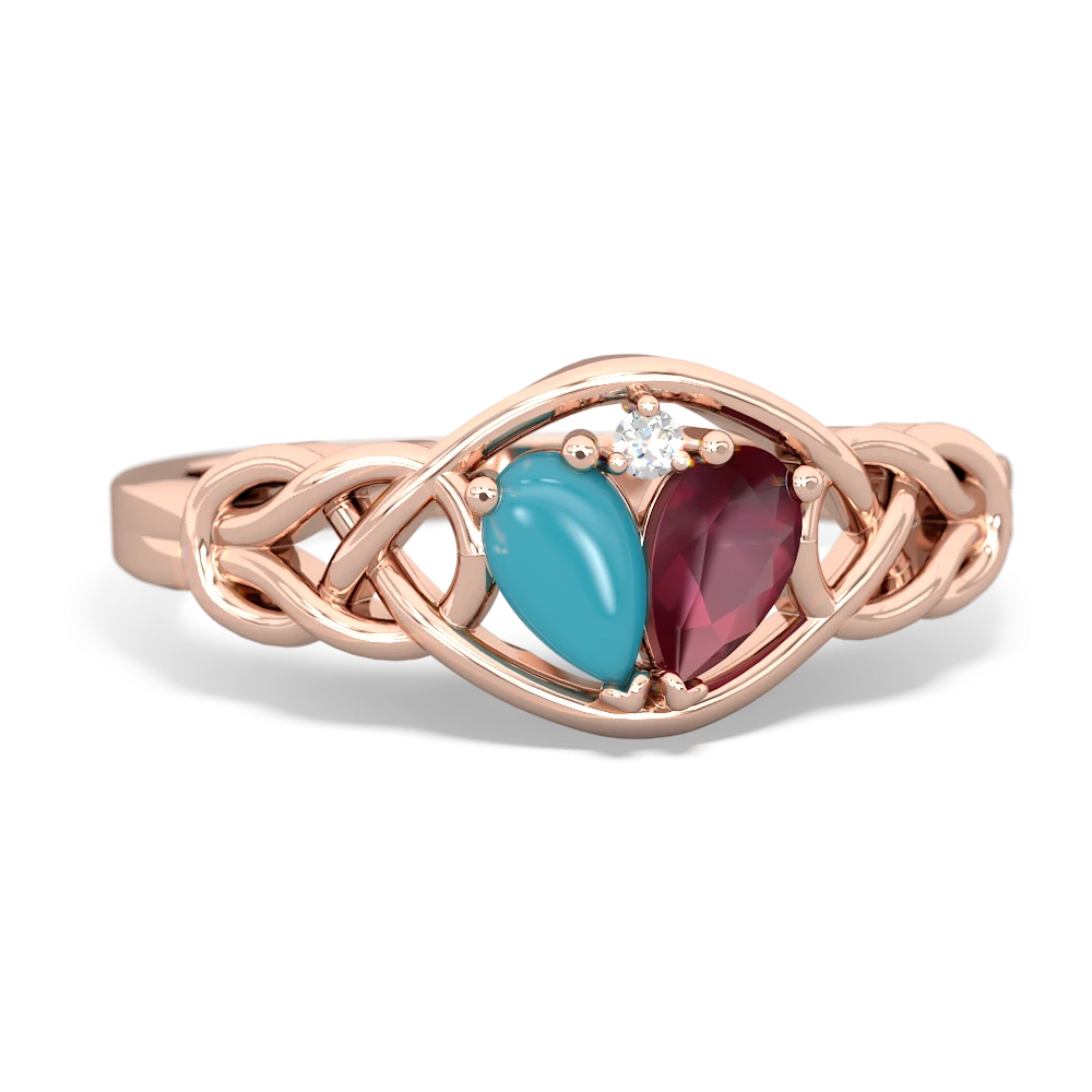 Turquoise Celtic Love Knot 14K Rose Gold ring R5420