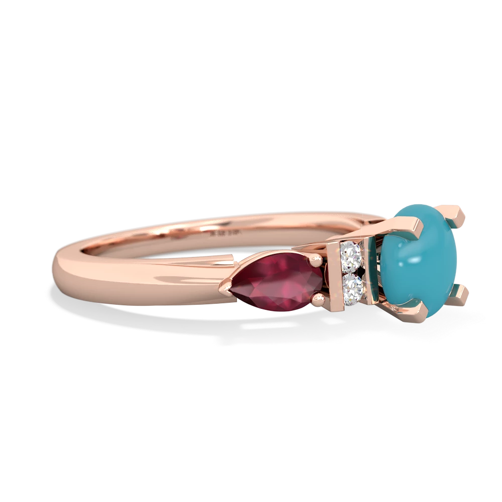 Turquoise 6Mm Round Eternal Embrace Engagement 14K Rose Gold ring R2005