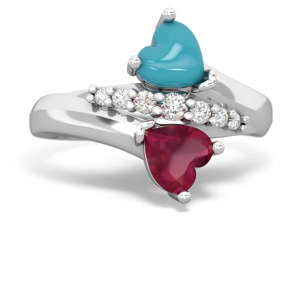 Turquoise Heart To Heart 14K White Gold ring R2064