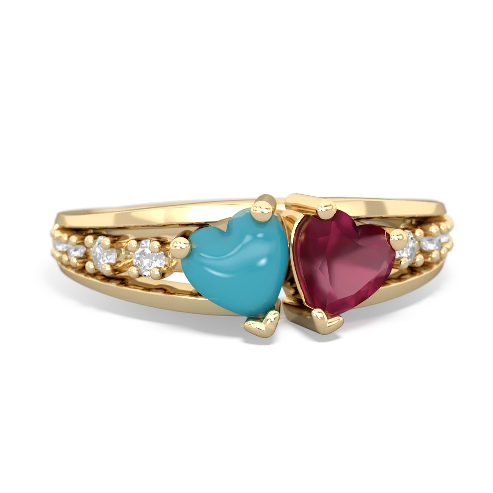 Turquoise Heart To Heart 14K Yellow Gold ring R3342