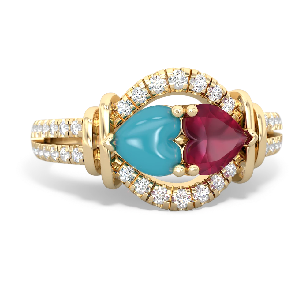 Turquoise Art-Deco Keepsake 14K Yellow Gold ring R5630