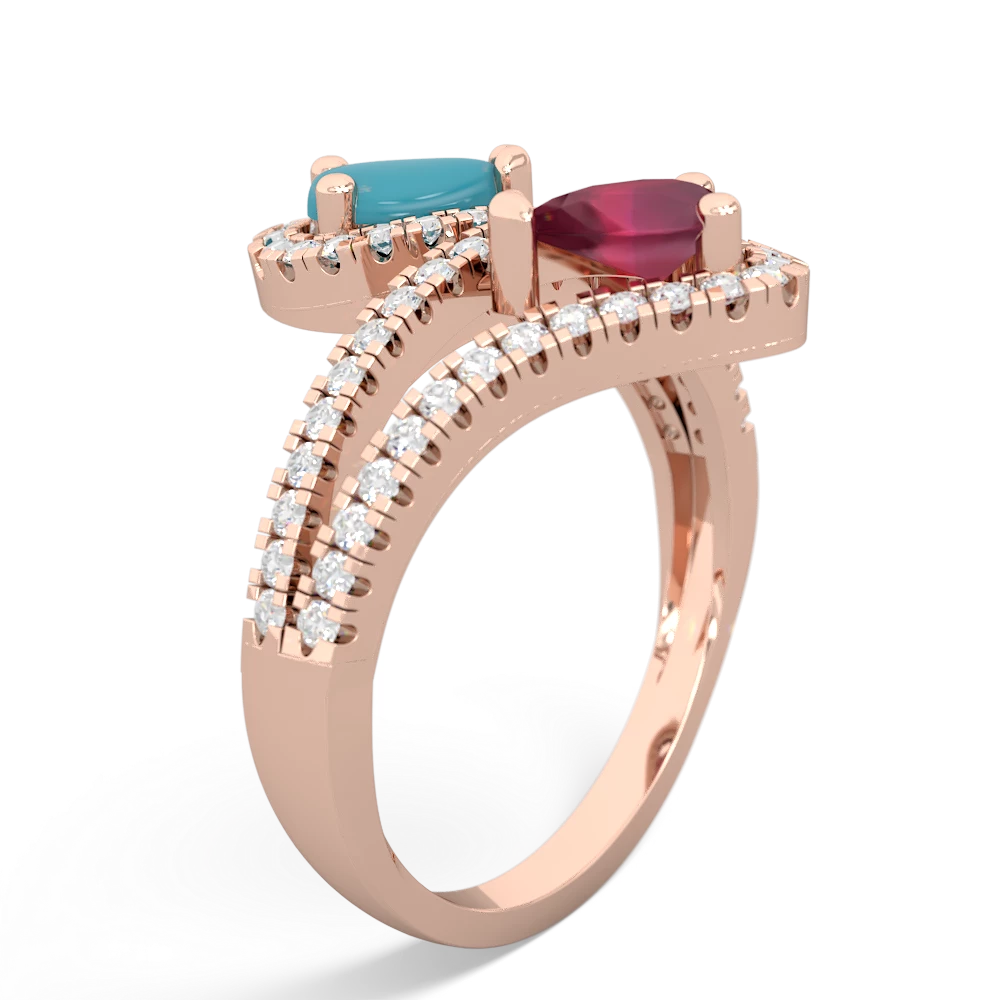 Turquoise Diamond Dazzler 14K Rose Gold ring R3000