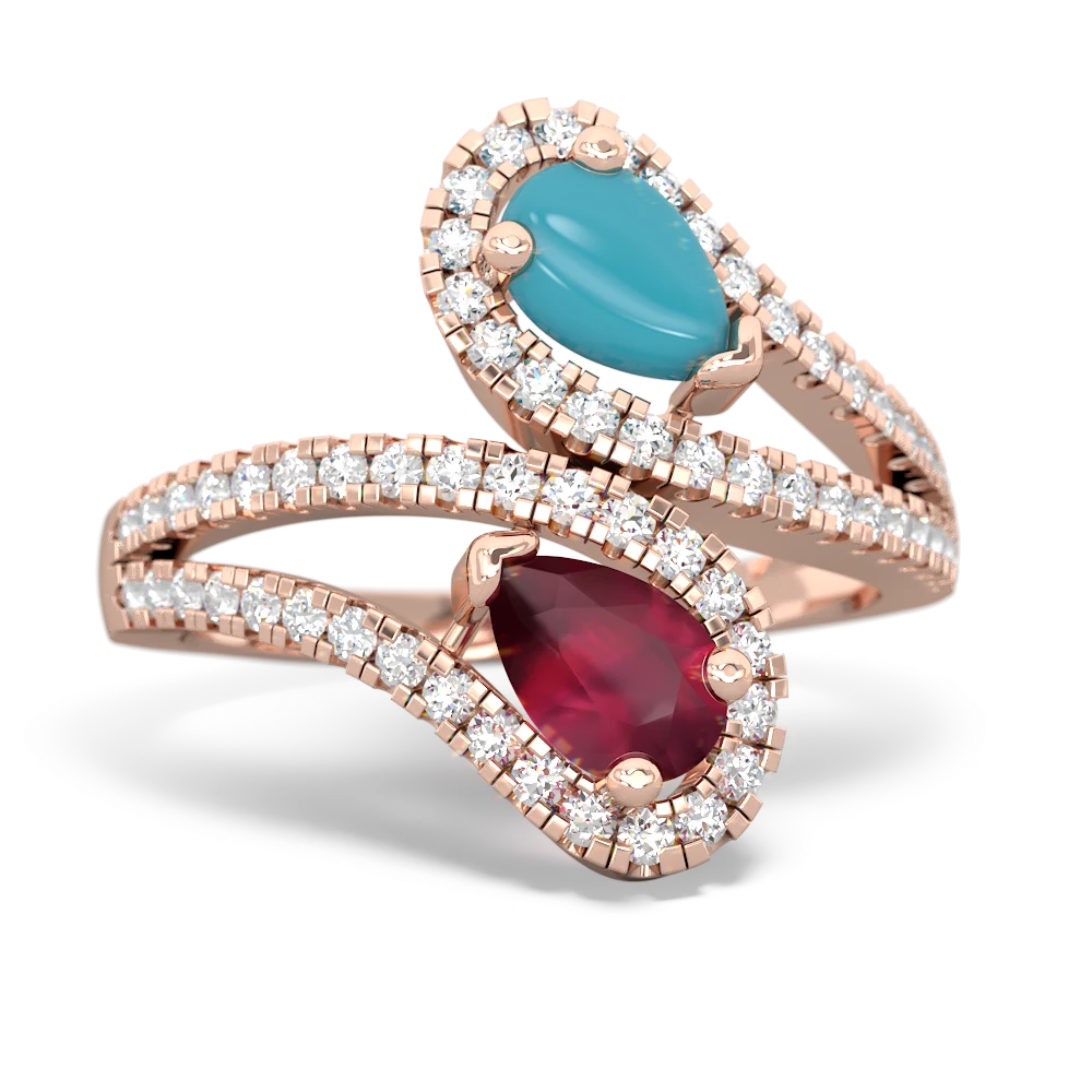 Turquoise Diamond Dazzler 14K Rose Gold ring R3000