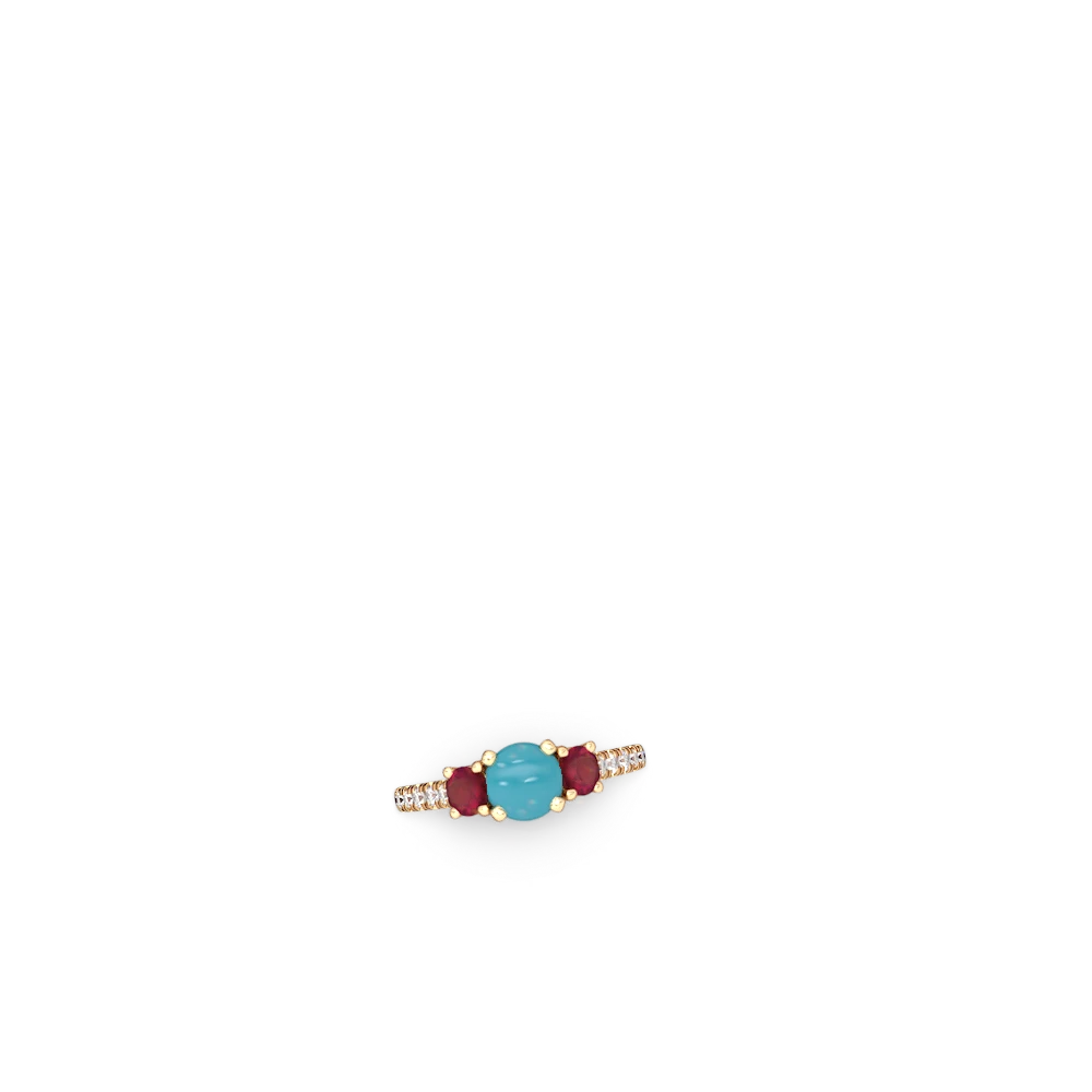 Turquoise Pave Trellis 14K Yellow Gold ring R5500