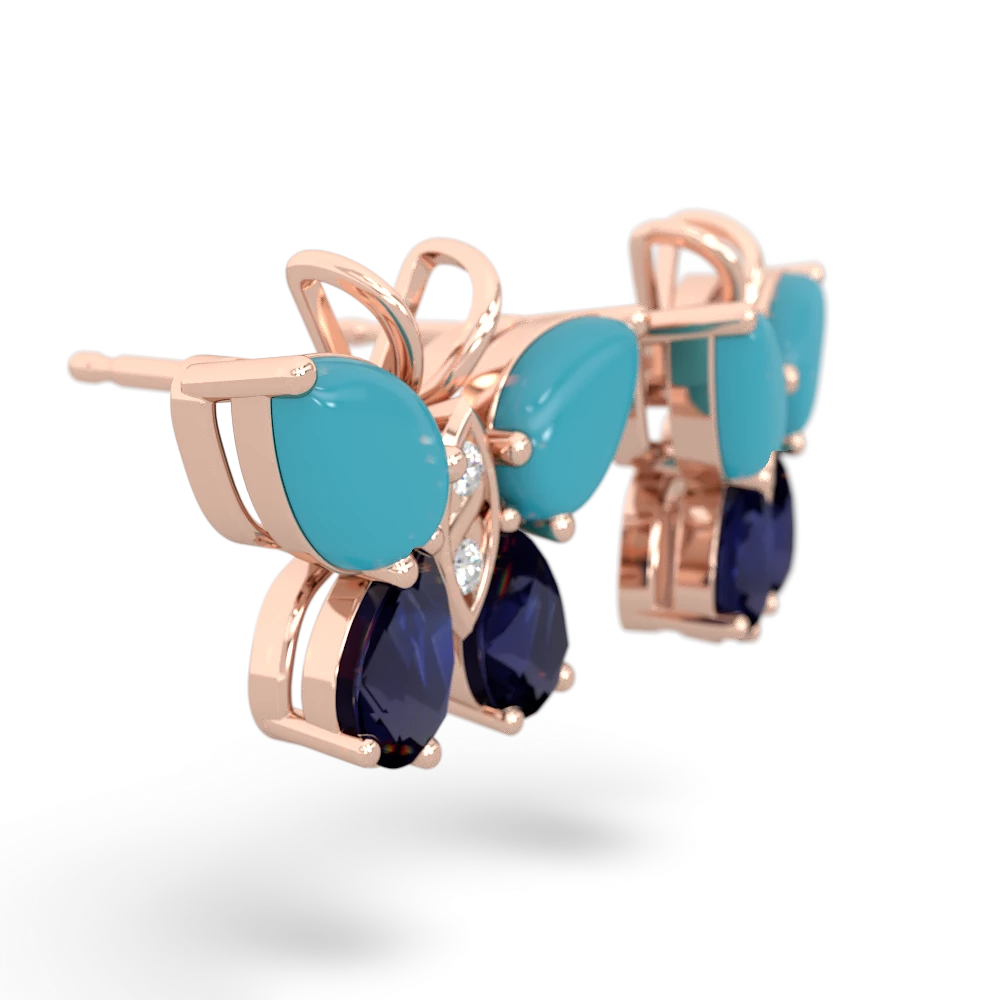 Turquoise Butterfly 14K Rose Gold earrings E2215