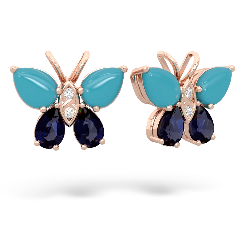 Turquoise Butterfly 14K Rose Gold earrings E2215