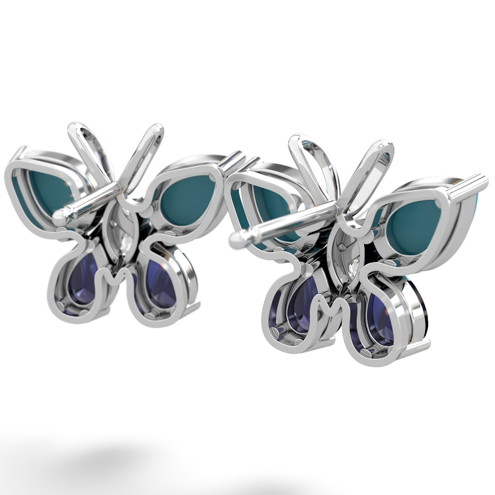 Turquoise Butterfly 14K White Gold earrings E2215