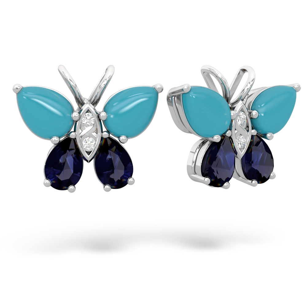 Turquoise Butterfly 14K White Gold earrings E2215