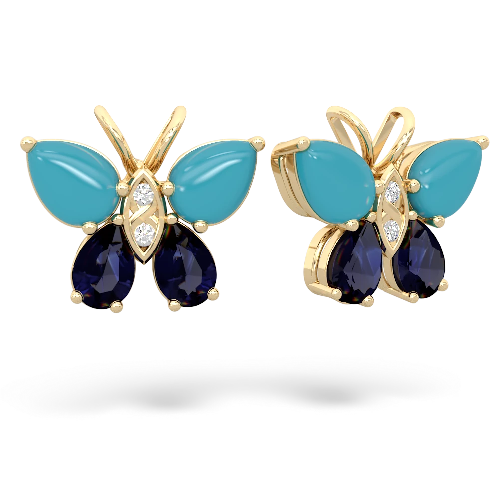 Turquoise Butterfly 14K Yellow Gold earrings E2215