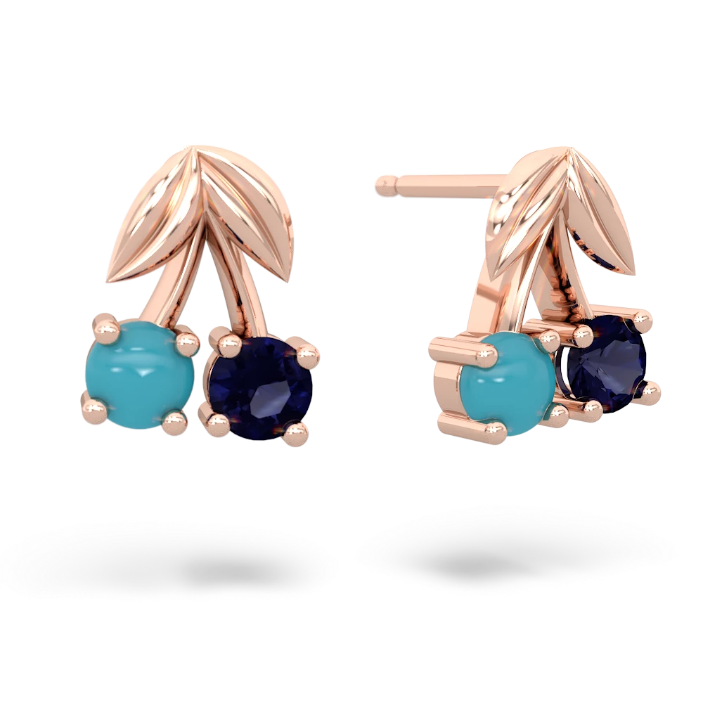 Turquoise Sweet Cherries 14K Rose Gold earrings E7001