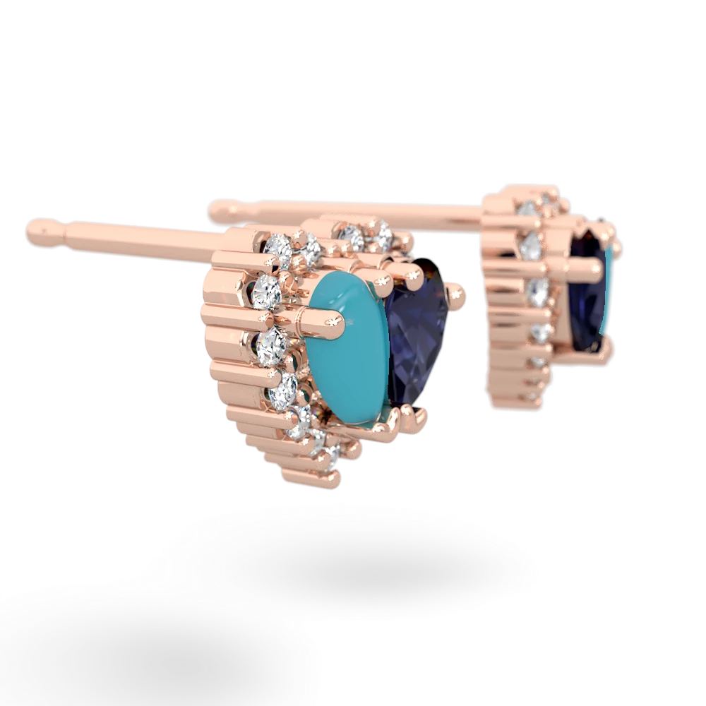Turquoise Halo 14K Rose Gold earrings E7008