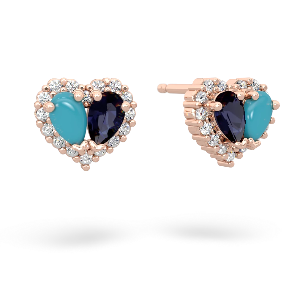 Turquoise Halo 14K Rose Gold earrings E7008
