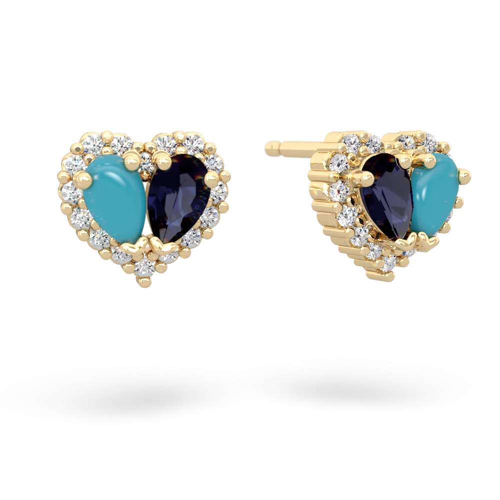 Turquoise Halo 14K Yellow Gold earrings E7008