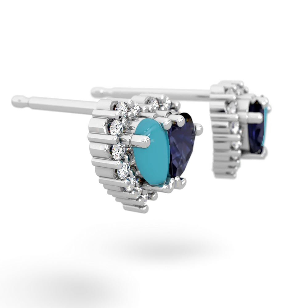 Turquoise Halo 14K White Gold earrings E7008