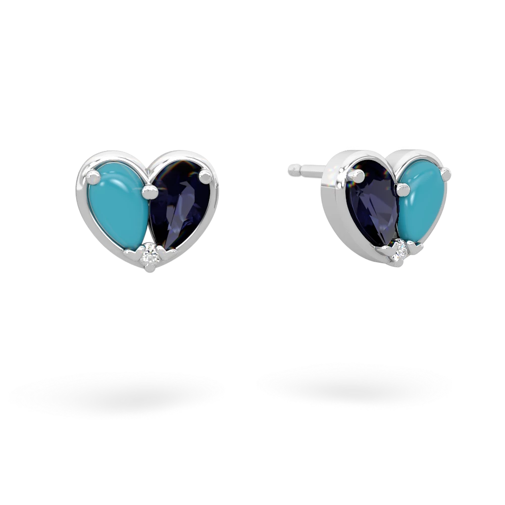 Turquoise 'Our Heart' 14K White Gold earrings E5072