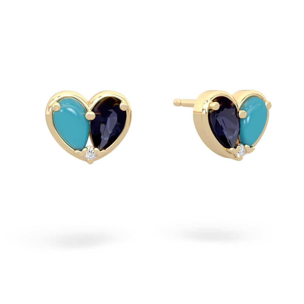 Turquoise 'Our Heart' 14K Yellow Gold earrings E5072