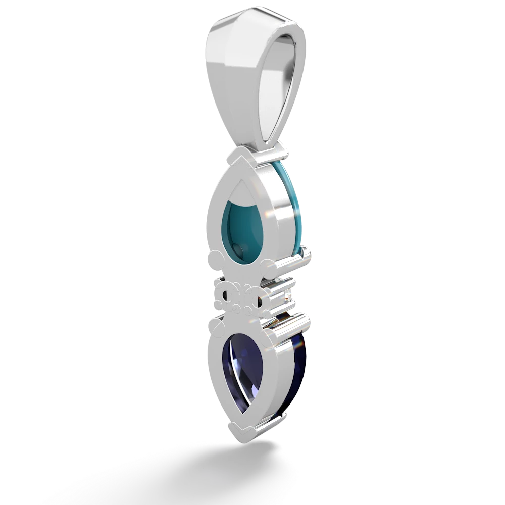 Turquoise Bowtie Drop 14K White Gold pendant P0865