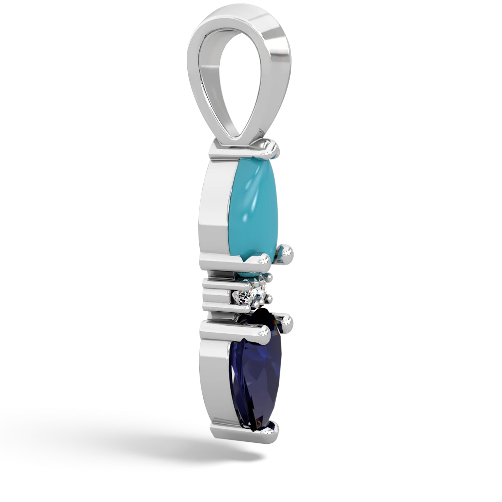 Turquoise Bowtie Drop 14K White Gold pendant P0865