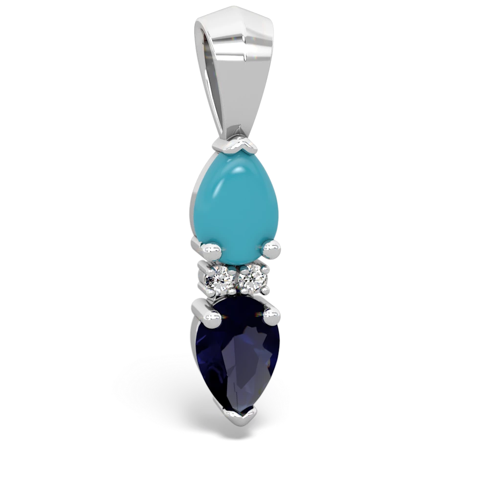 Turquoise Bowtie Drop 14K White Gold pendant P0865