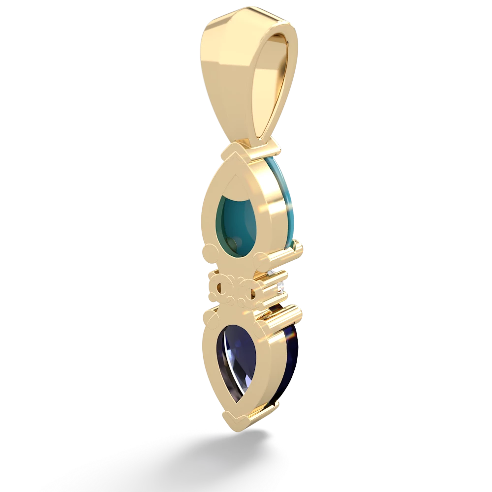 Turquoise Bowtie Drop 14K Yellow Gold pendant P0865