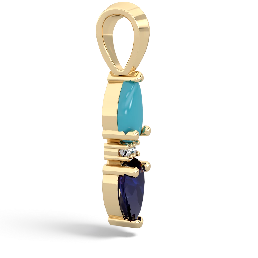 Turquoise Bowtie Drop 14K Yellow Gold pendant P0865