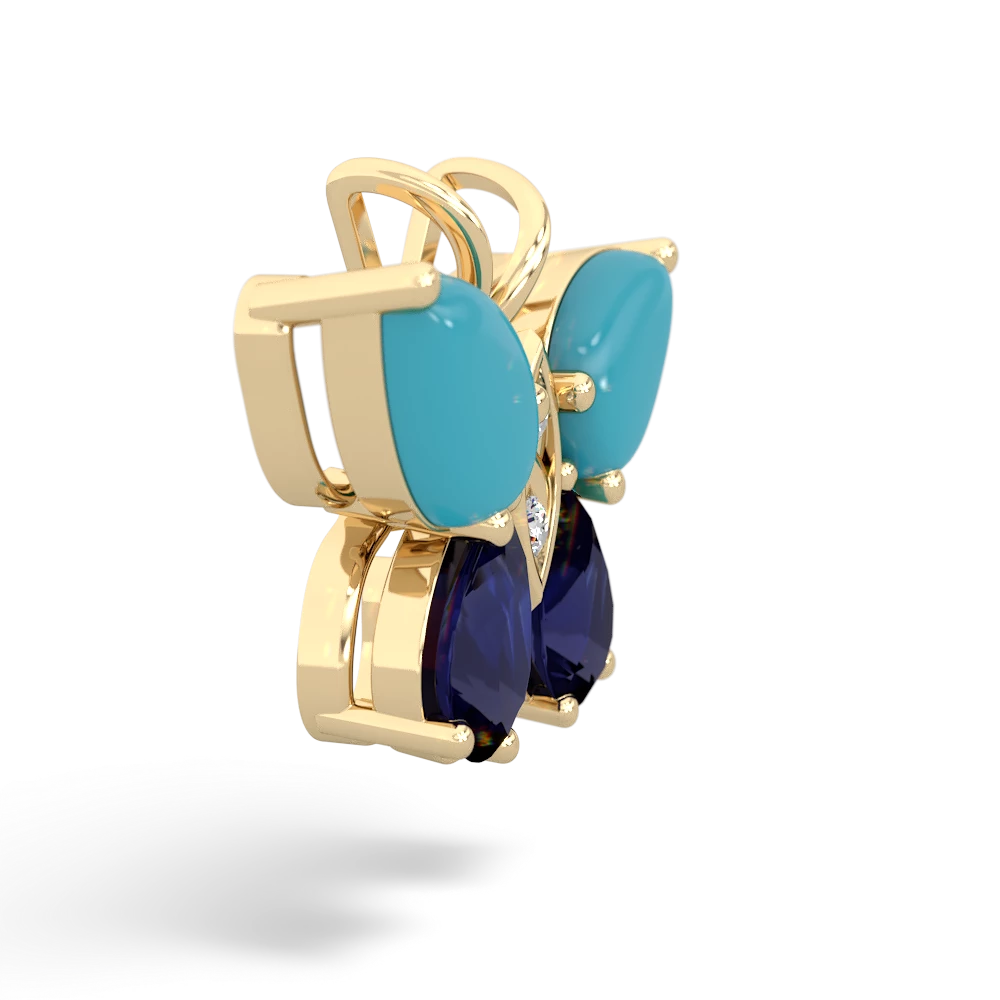 Turquoise Butterfly 14K Yellow Gold pendant P2215