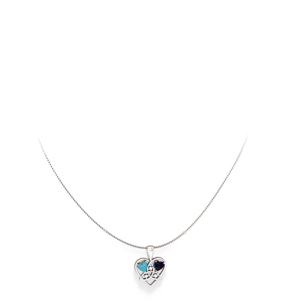 Turquoise Celtic Trinity Heart 14K White Gold pendant P5331