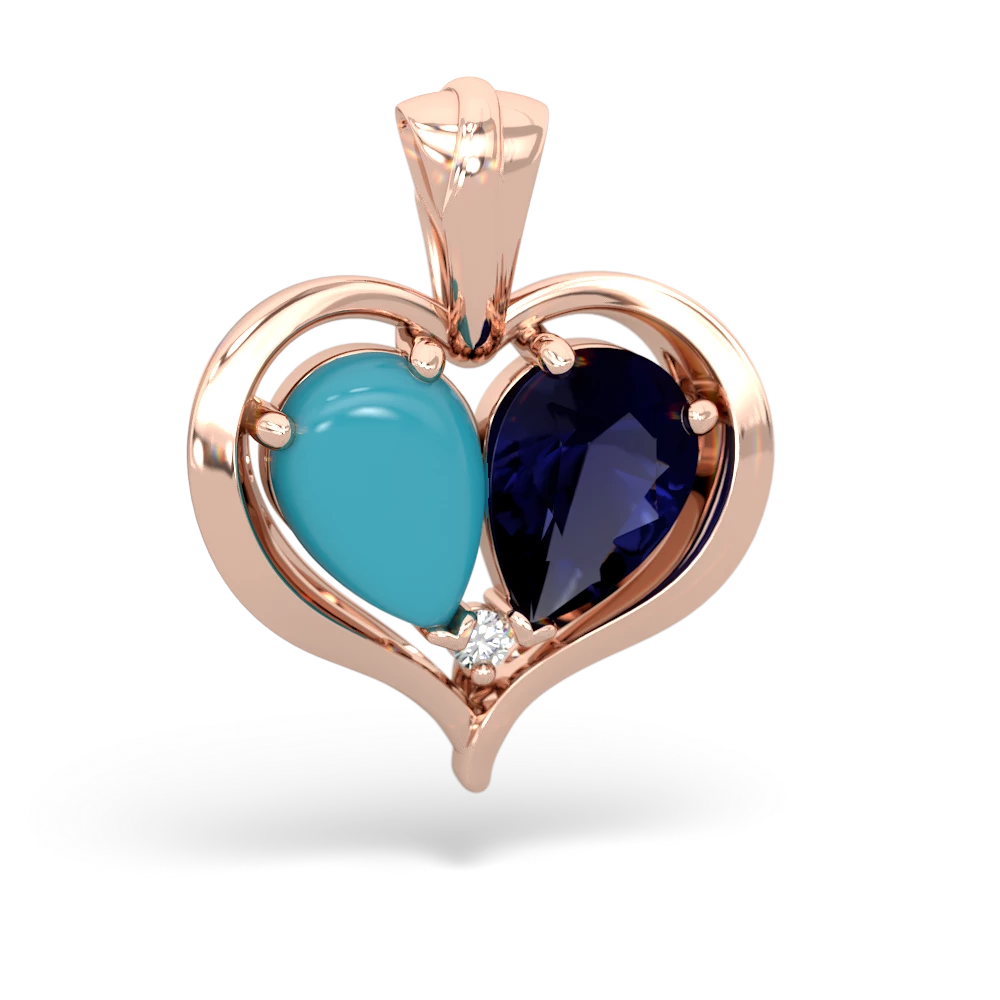 Turquoise Two Become One 14K Rose Gold pendant P5330