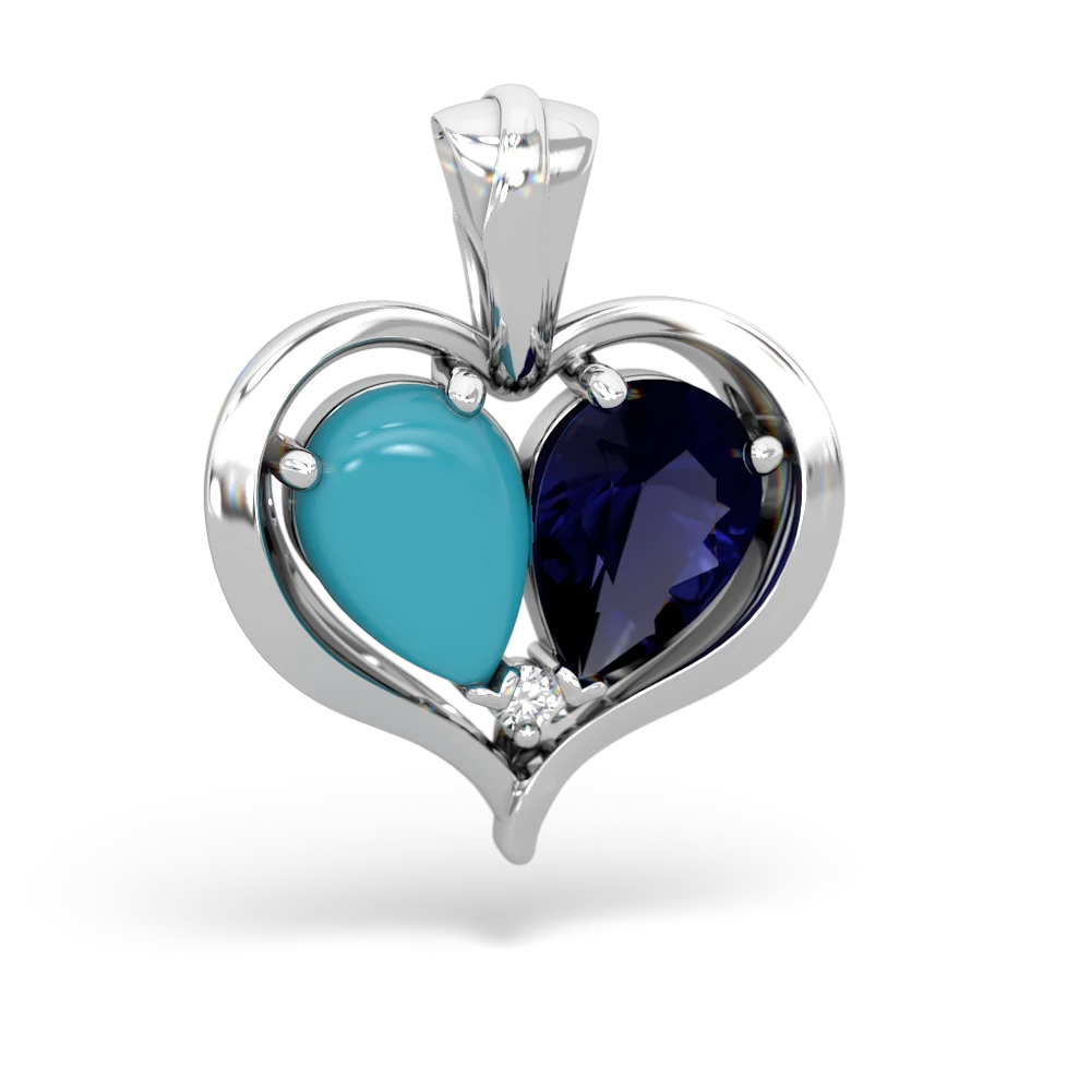 Turquoise Two Become One 14K White Gold pendant P5330