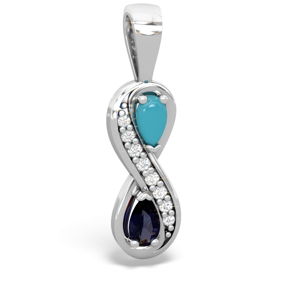 Turquoise Diamond Infinity 14K White Gold pendant P5390