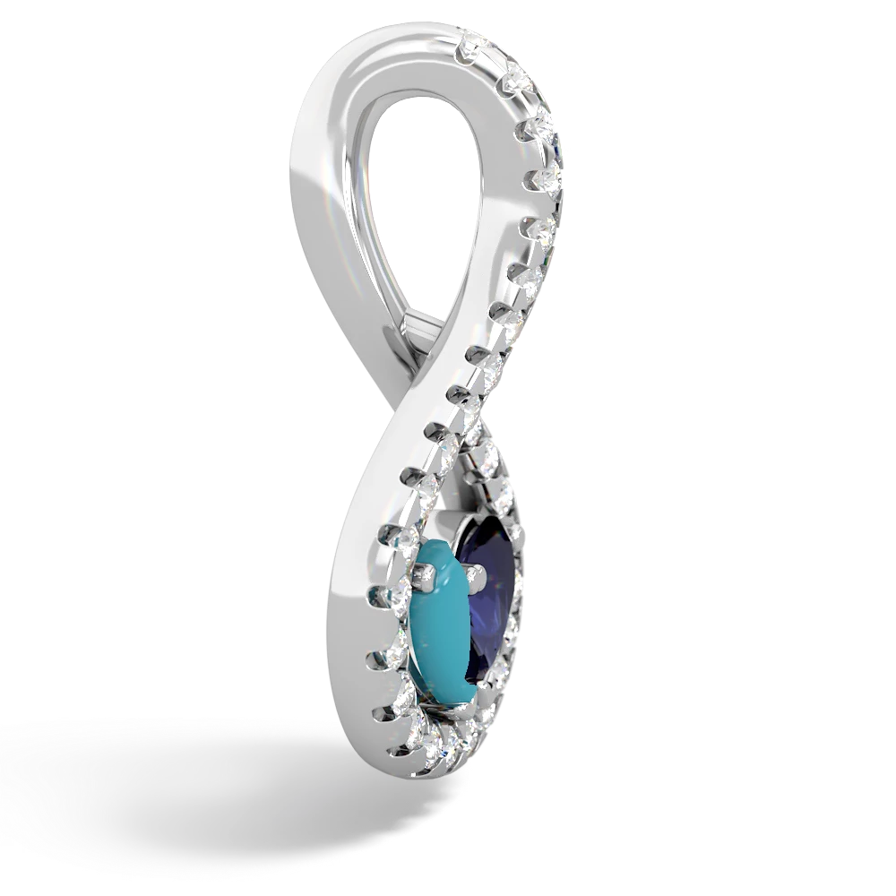 Turquoise Pave Twist 'One Heart' 14K White Gold pendant P5360