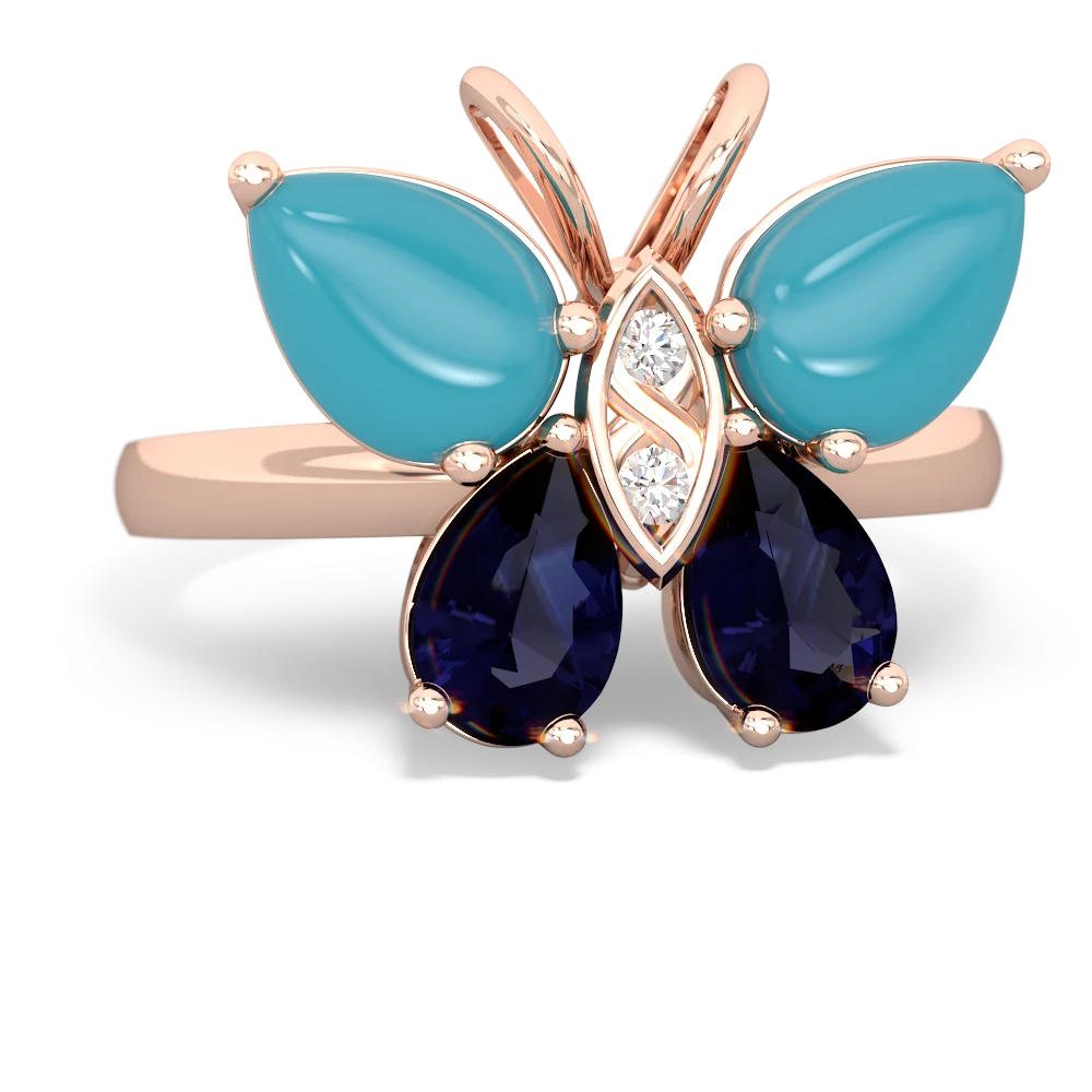 Turquoise Butterfly 14K Rose Gold ring R2215