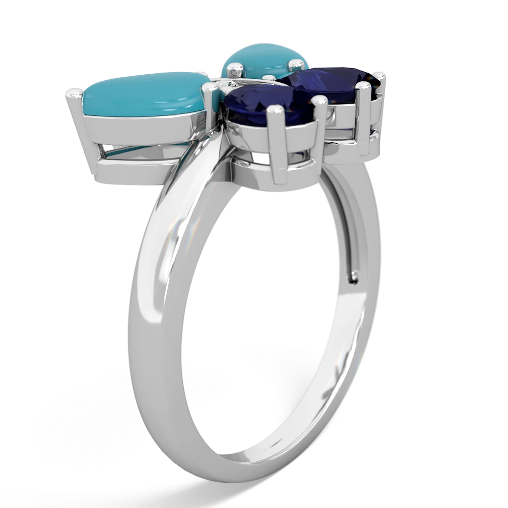 Turquoise Butterfly 14K White Gold ring R2215