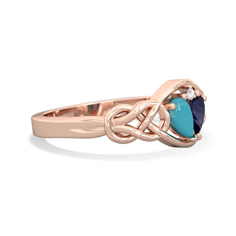 Turquoise Celtic Love Knot 14K Rose Gold ring R5420