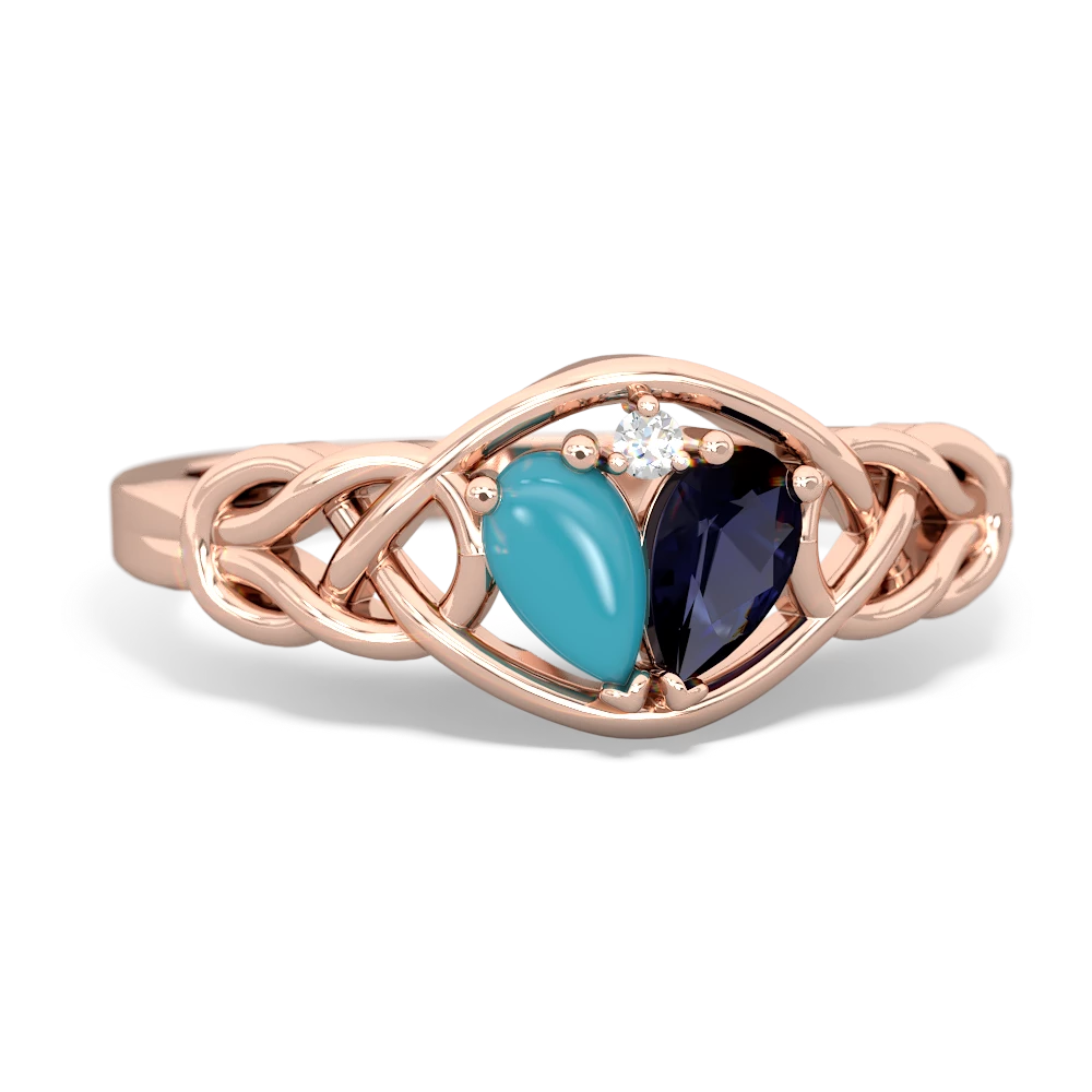 Turquoise Celtic Love Knot 14K Rose Gold ring R5420