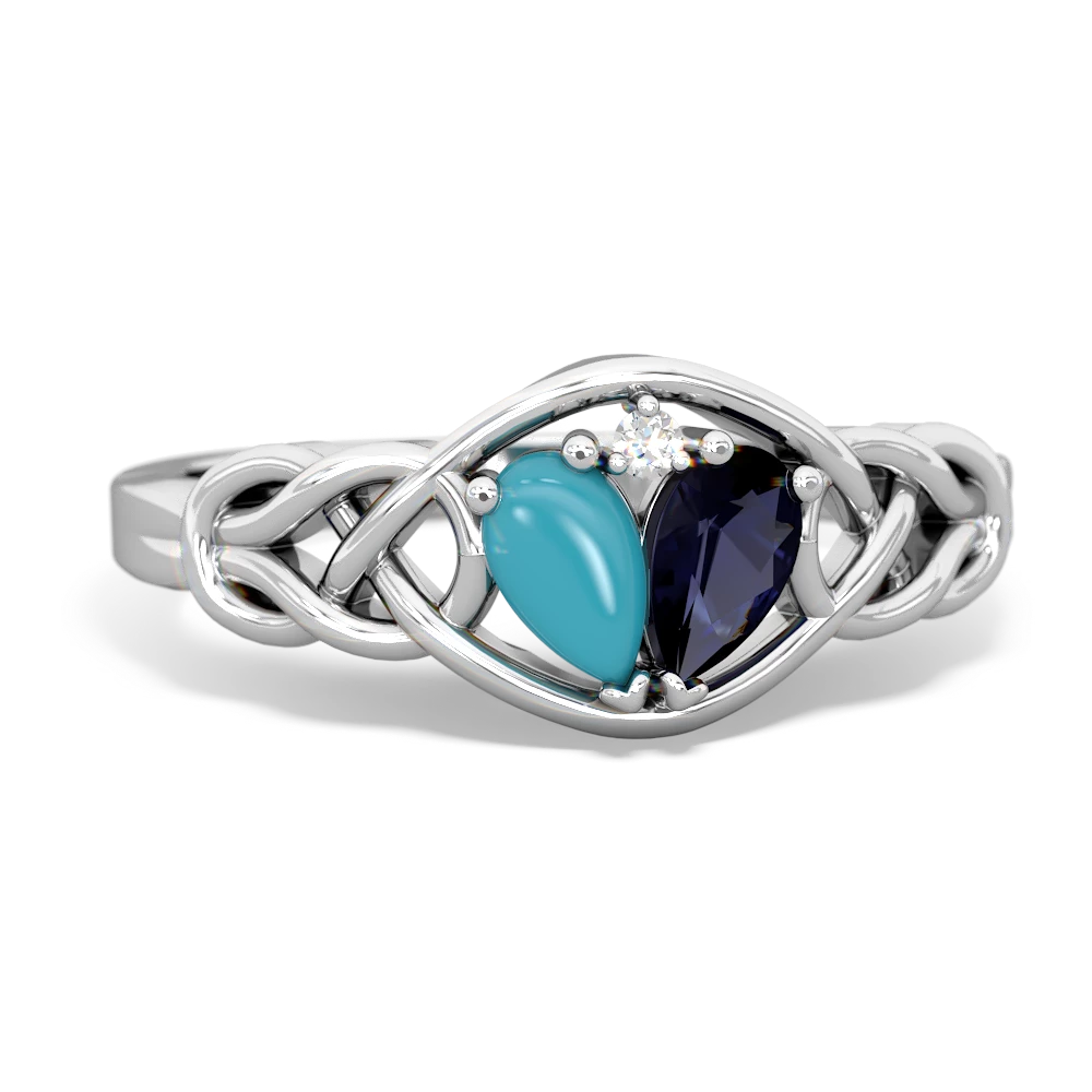 Turquoise Celtic Love Knot 14K White Gold ring R5420