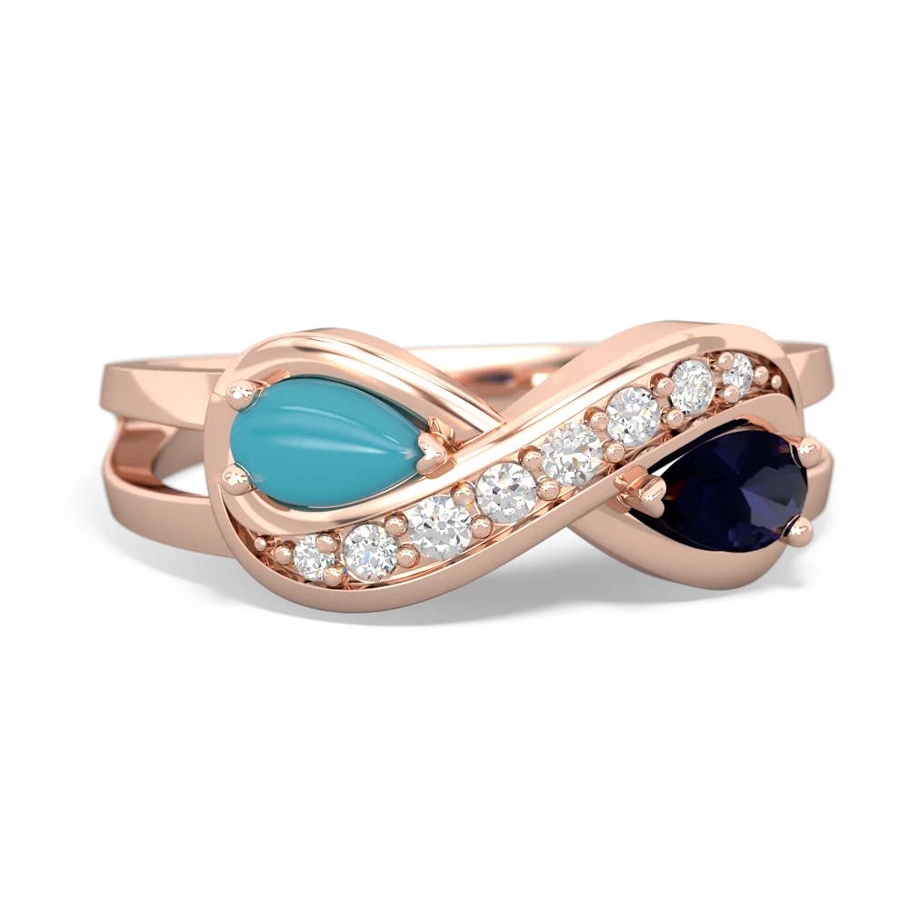 Turquoise Diamond Infinity 14K Rose Gold ring R5390