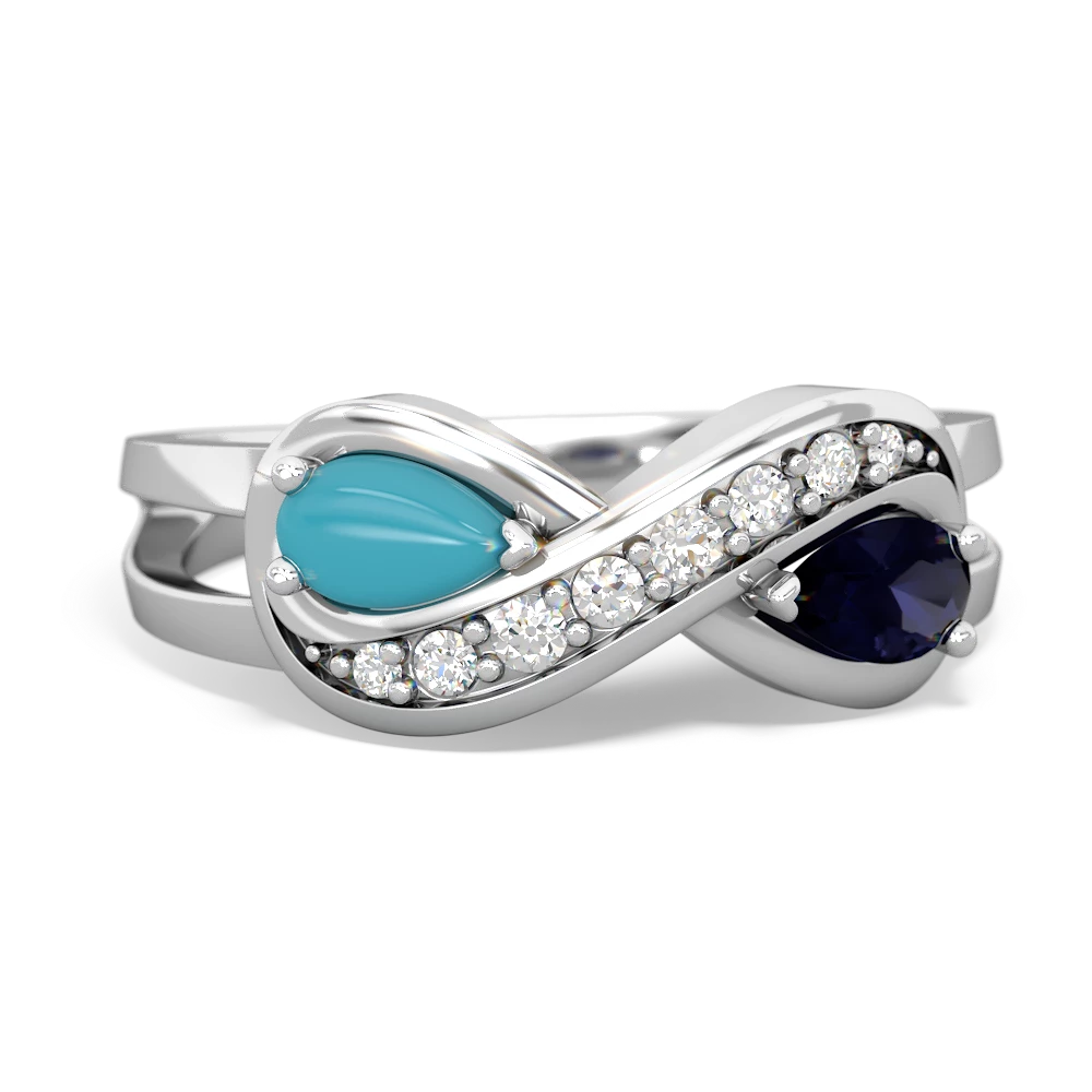 Turquoise Diamond Infinity 14K White Gold ring R5390