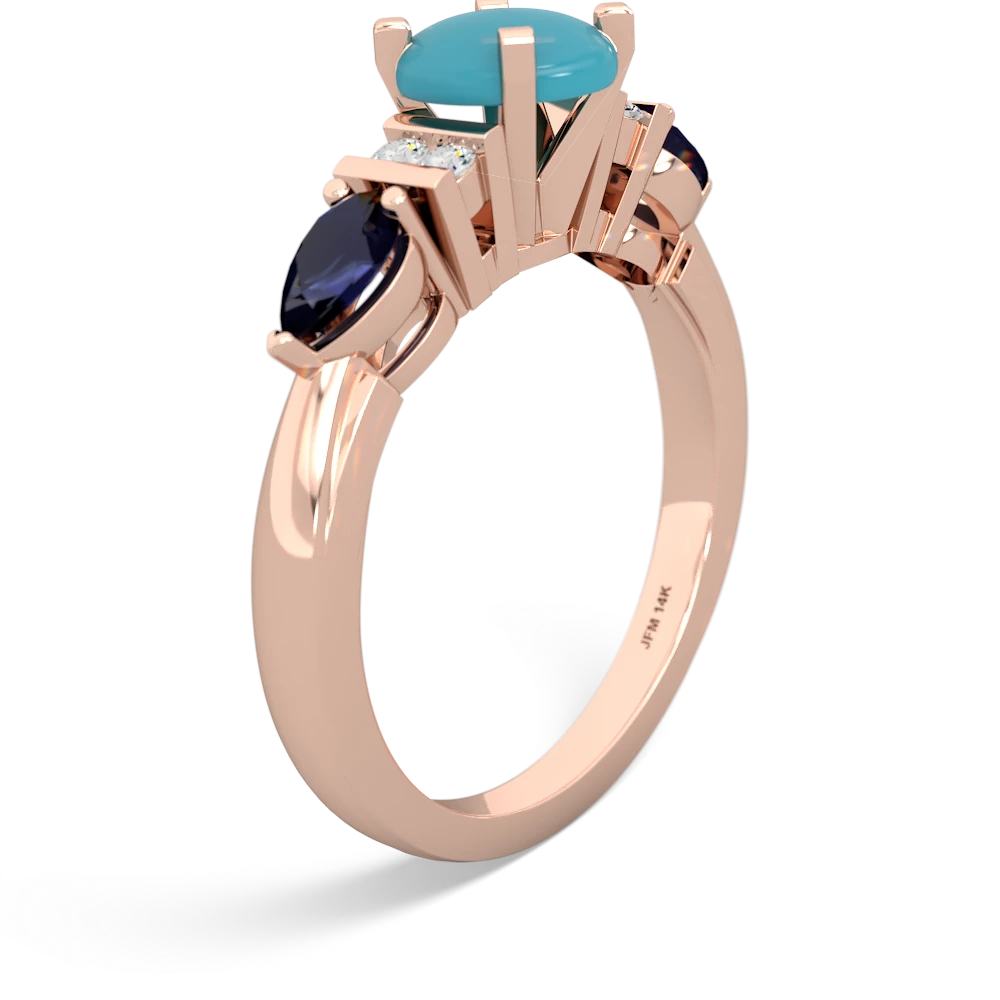 Turquoise 6Mm Round Eternal Embrace Engagement 14K Rose Gold ring R2005