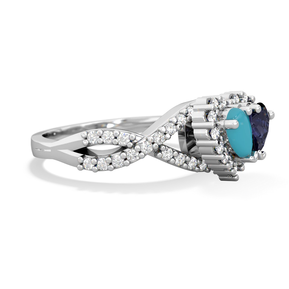 Turquoise Diamond Twist 'One Heart' 14K White Gold ring R2640HRT