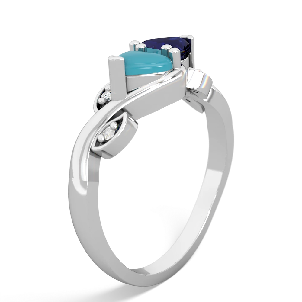 Turquoise Floral Elegance 14K White Gold ring R5790