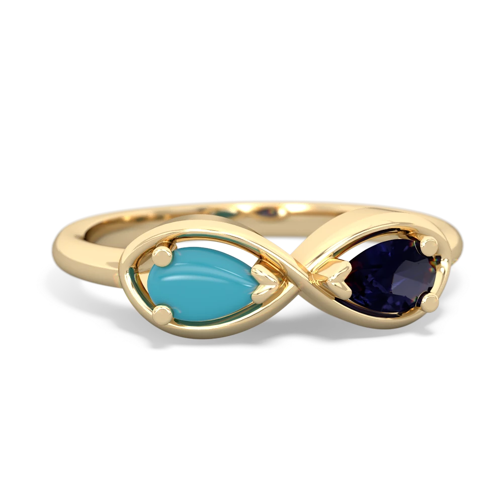 Turquoise Infinity 14K Yellow Gold ring R5050