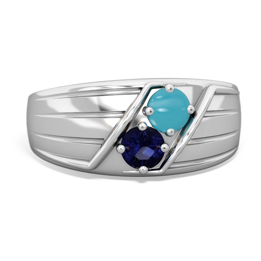 Turquoise Men's Streamline 14K White Gold ring R0460