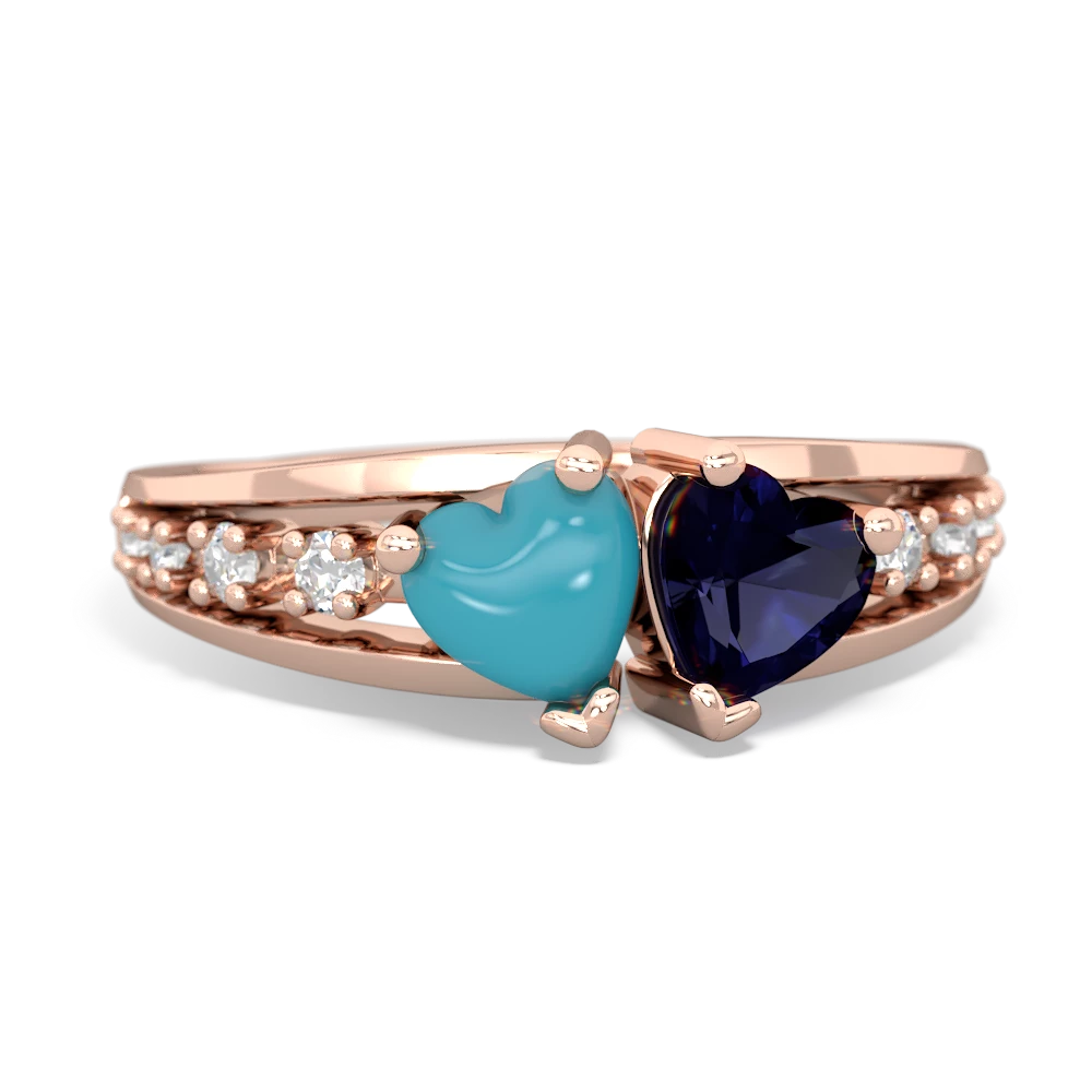 Turquoise Heart To Heart 14K Rose Gold ring R3342