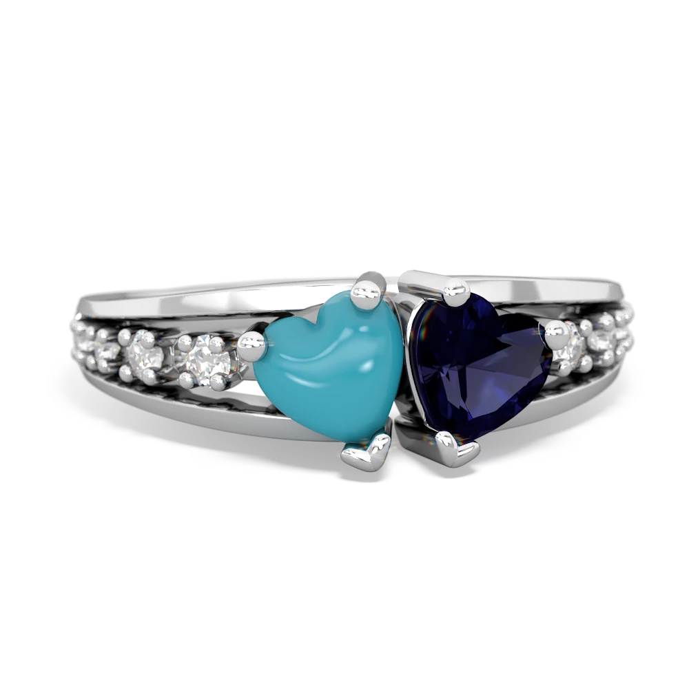 Turquoise Heart To Heart 14K White Gold ring R3342