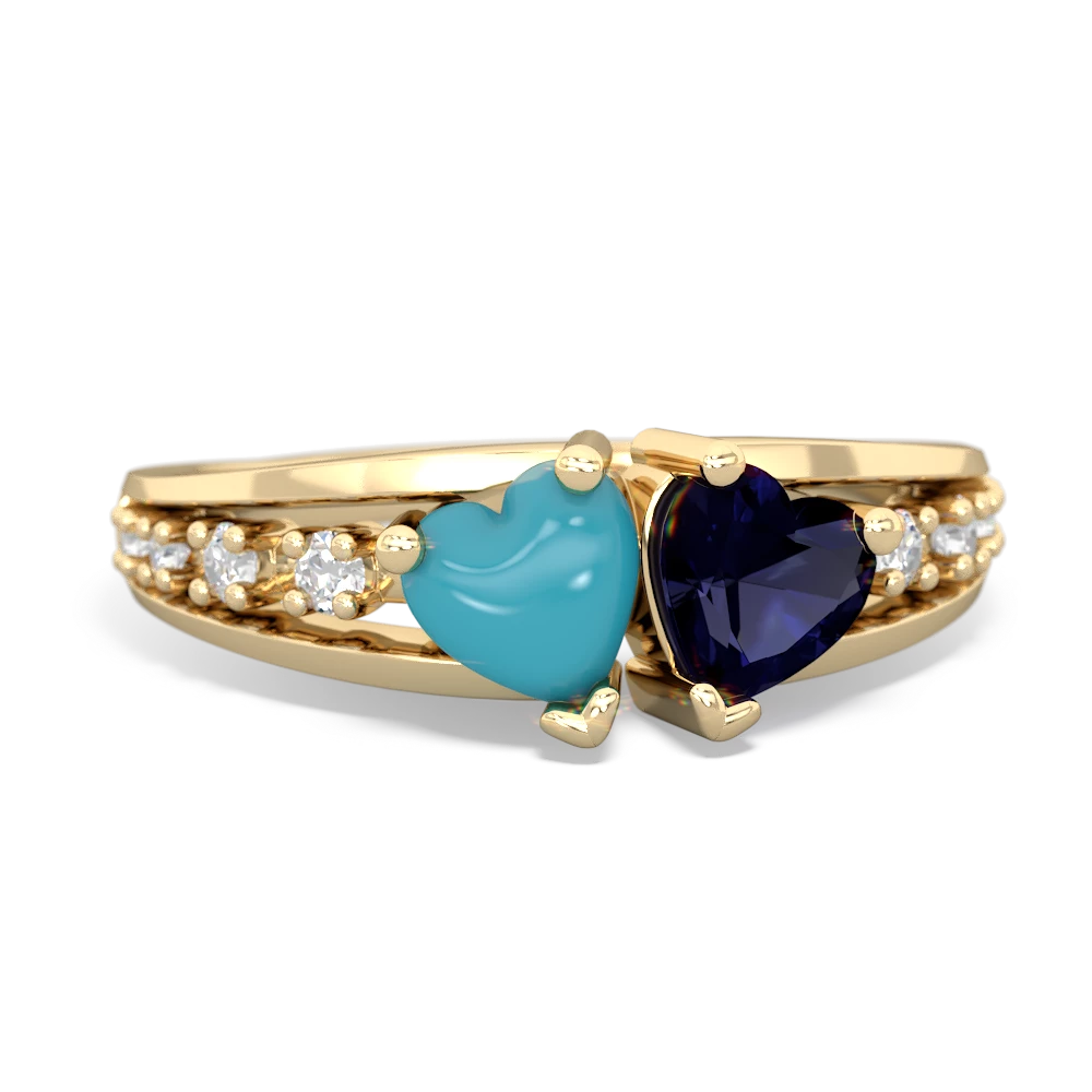 Turquoise Heart To Heart 14K Yellow Gold ring R3342