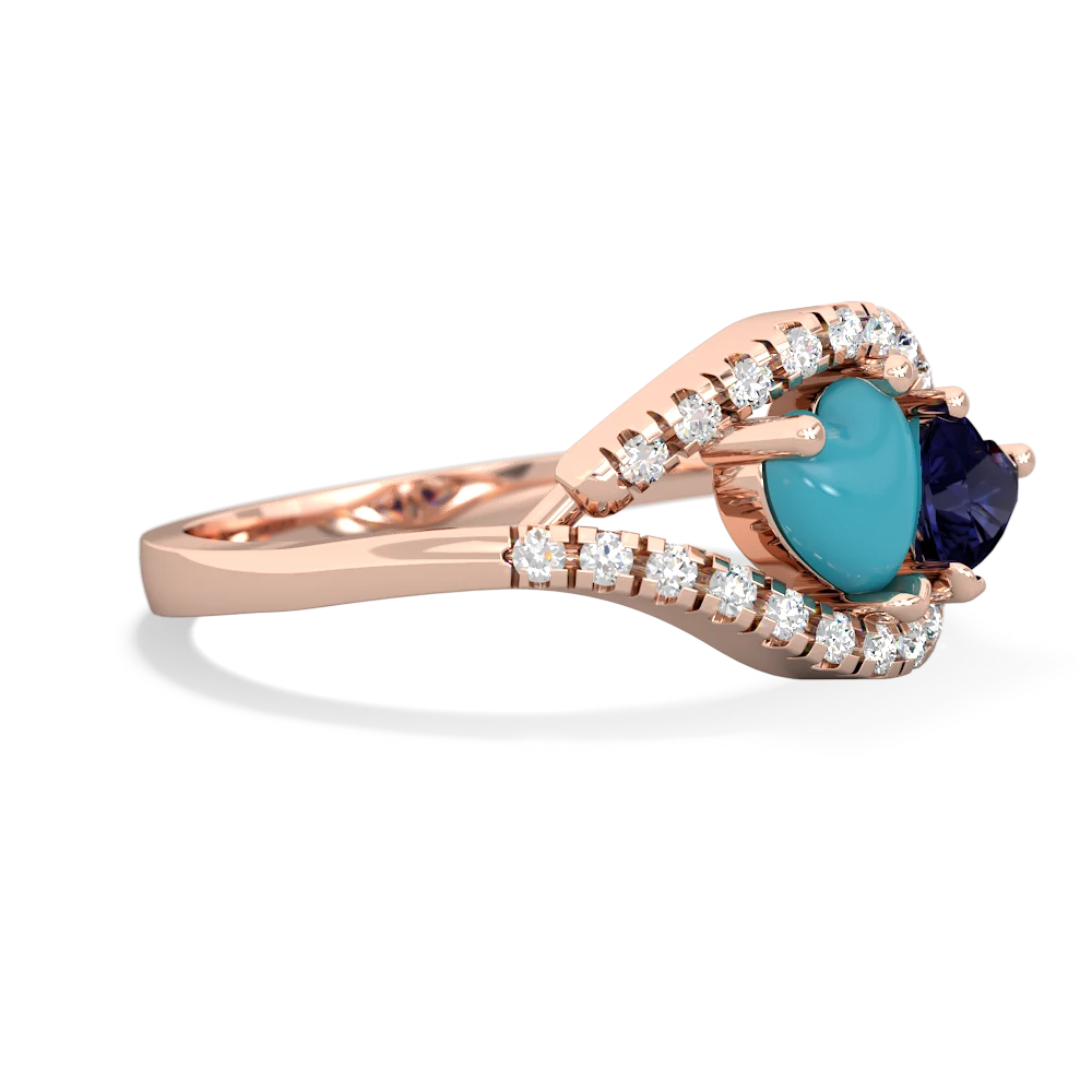 Turquoise Mother And Child 14K Rose Gold ring R3010