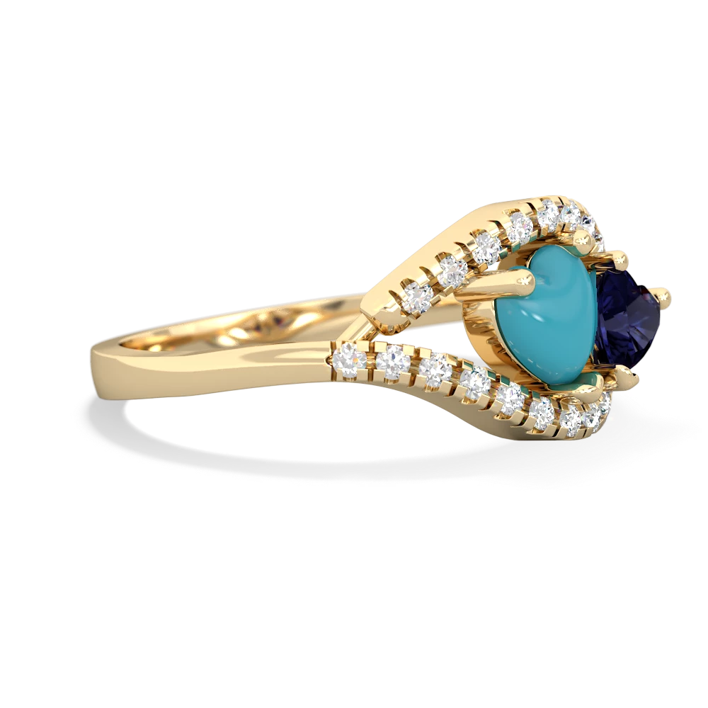 Turquoise Mother And Child 14K Yellow Gold ring R3010